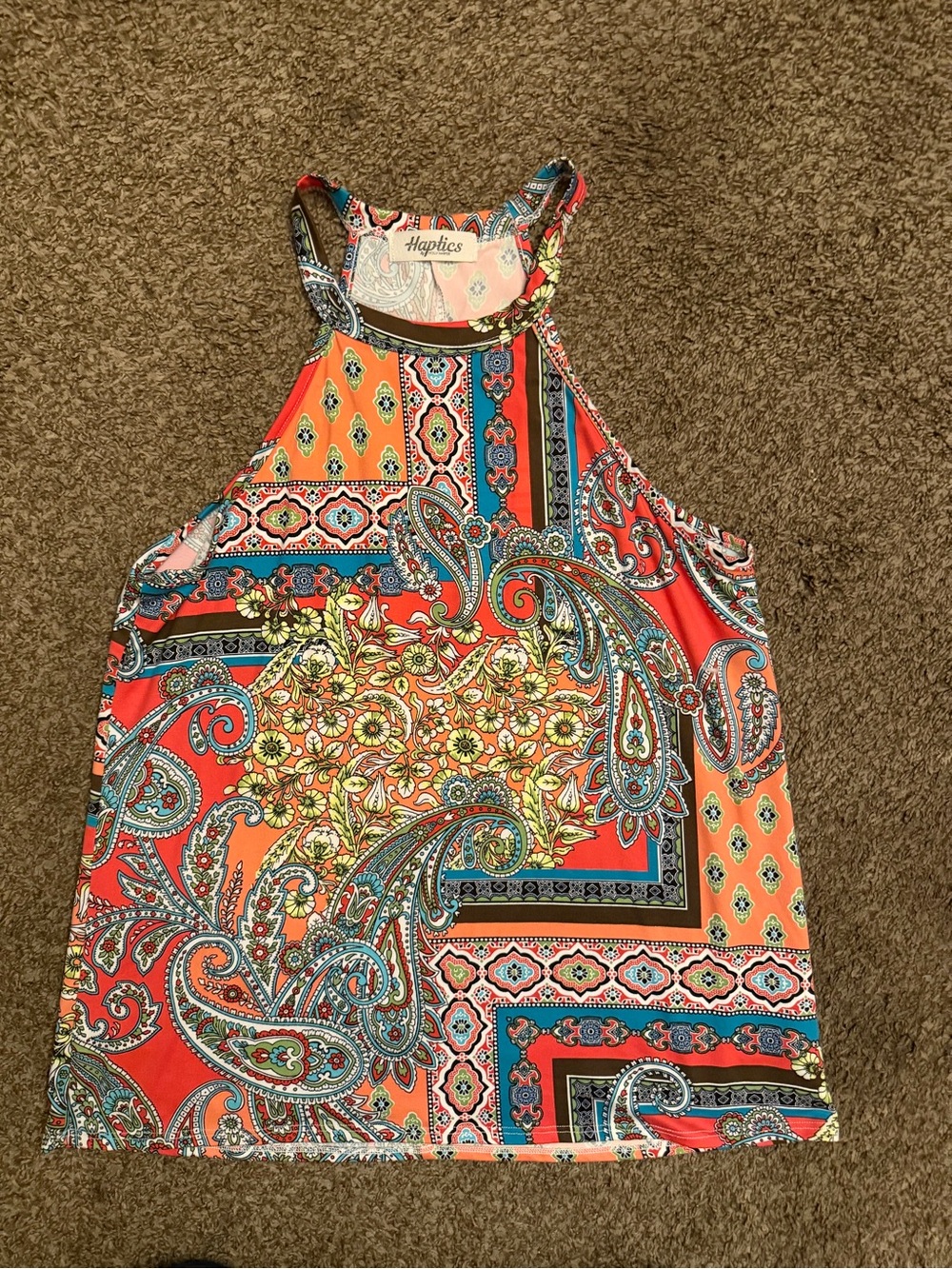 Haptics Coral Paisley Halter Tank Top